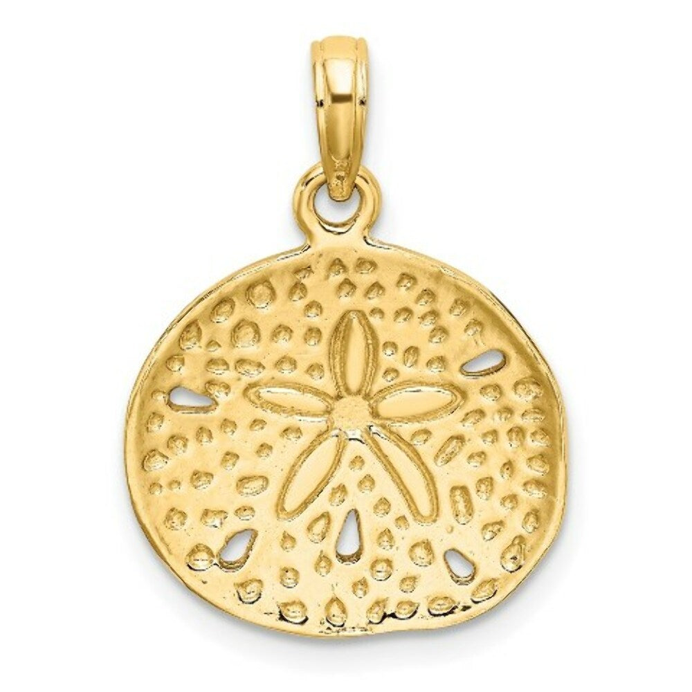14K Yellow Gold 2-D & Cut-Out Sand Dollar Charm Pendant