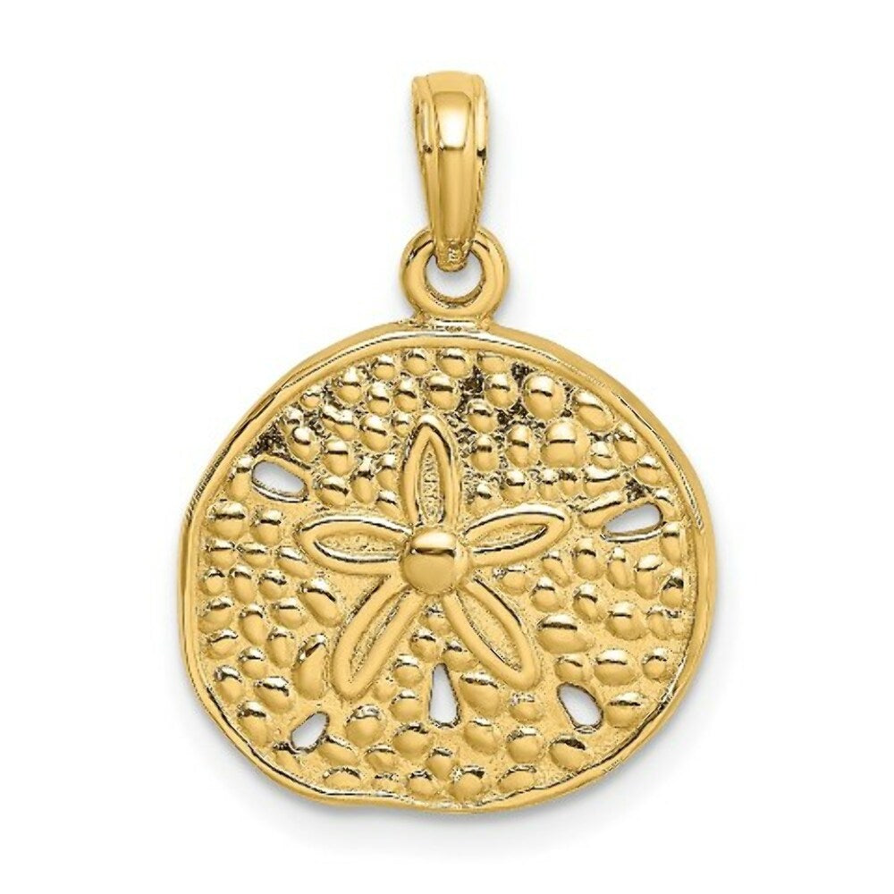 14K Yellow Gold 2-D & Cut-Out Sand Dollar Charm Pendant