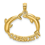 Load image into Gallery viewer, 14K Yellow Gold 2-D Polished OCEAN CITY With Jumping Dolphins Charm Pendant
