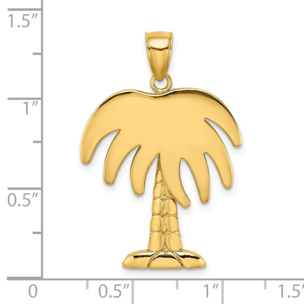 14K Yellow Gold Large Charleston Palm Tree Charm Pendant