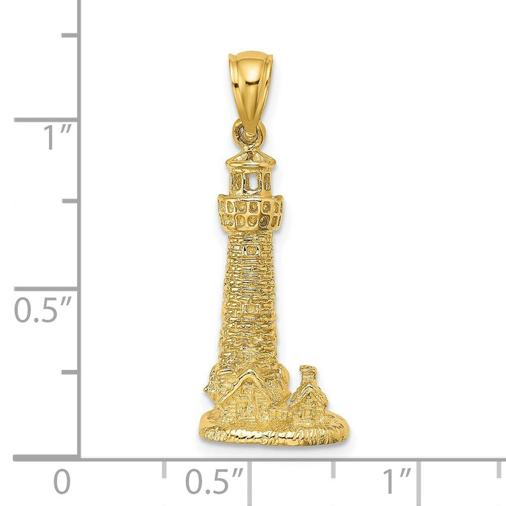 14K Yellow Gold 2-D ASSATEAGUE ISLAND Lighthouse, VA Charm Pendant
