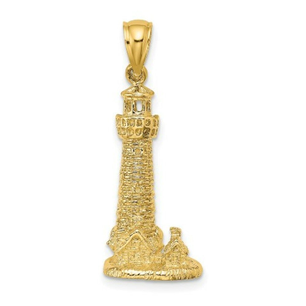 14K Yellow Gold 2-D ASSATEAGUE ISLAND Lighthouse, VA Charm Pendant