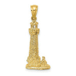Load image into Gallery viewer, 14K Yellow Gold 2-D ASSATEAGUE ISLAND Lighthouse, VA Charm Pendant
