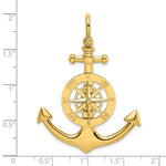 Load image into Gallery viewer, 14K Yellow Gold Large Anchor With Nautical Compass Charm Pendant
