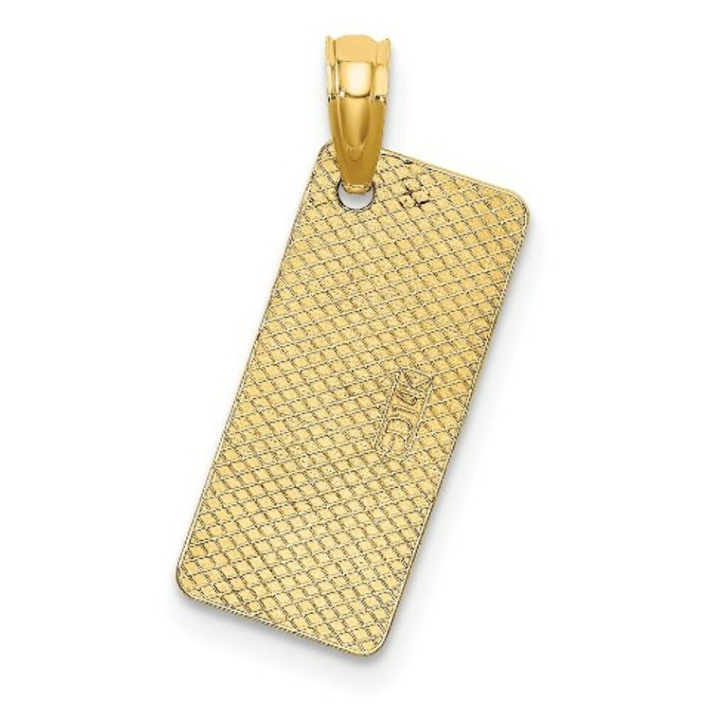 14K Yellow Gold Textured Small Florida FT. Myers License Plate Charm Pendant