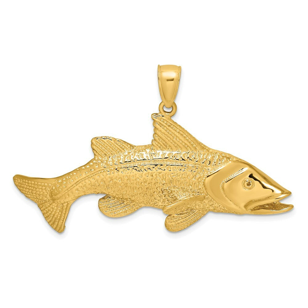 14K Yellow Gold 2-D Textured Red Fish Charm Pendant