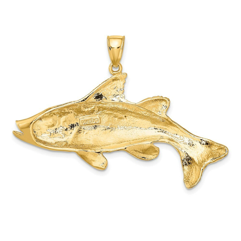 14K Yellow Gold 2-D Textured Red Fish Charm Pendant