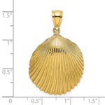 Load image into Gallery viewer, 14K Yellow Gold 2-D Textured Scallop Shell Charm Pendant
