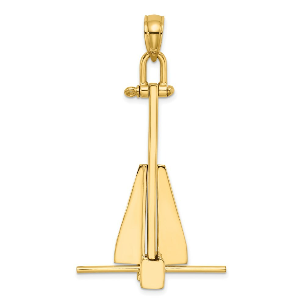 14K Yellow Gold 3-D Moveable Danforth Anchor Charm Pendant