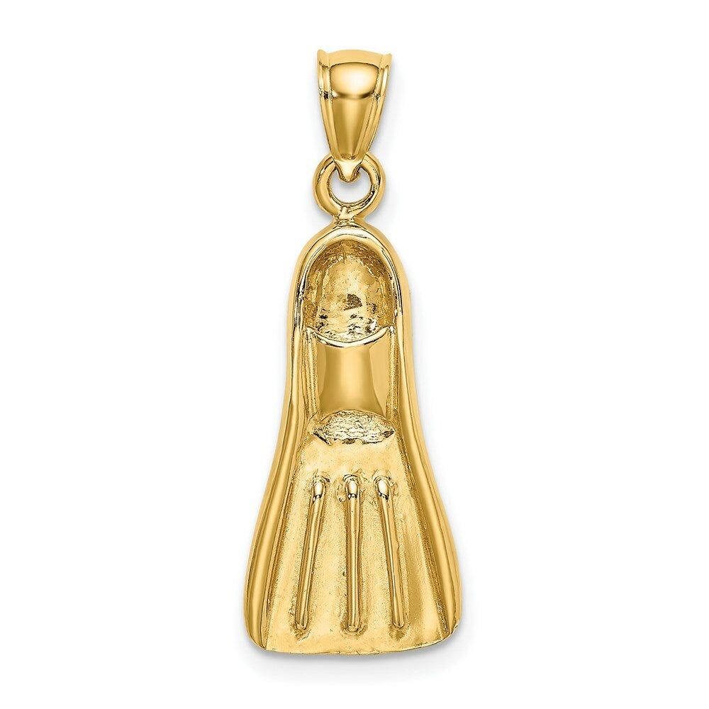 14K Yellow Gold 3-D Scuba Flipper Charm Pendant