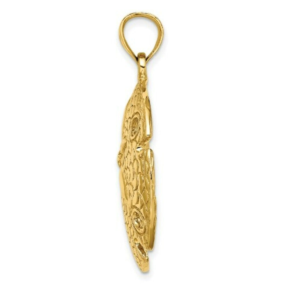 14K Yellow Gold 2-D Polished and Textured Large Sand Dallar Charm Pendant