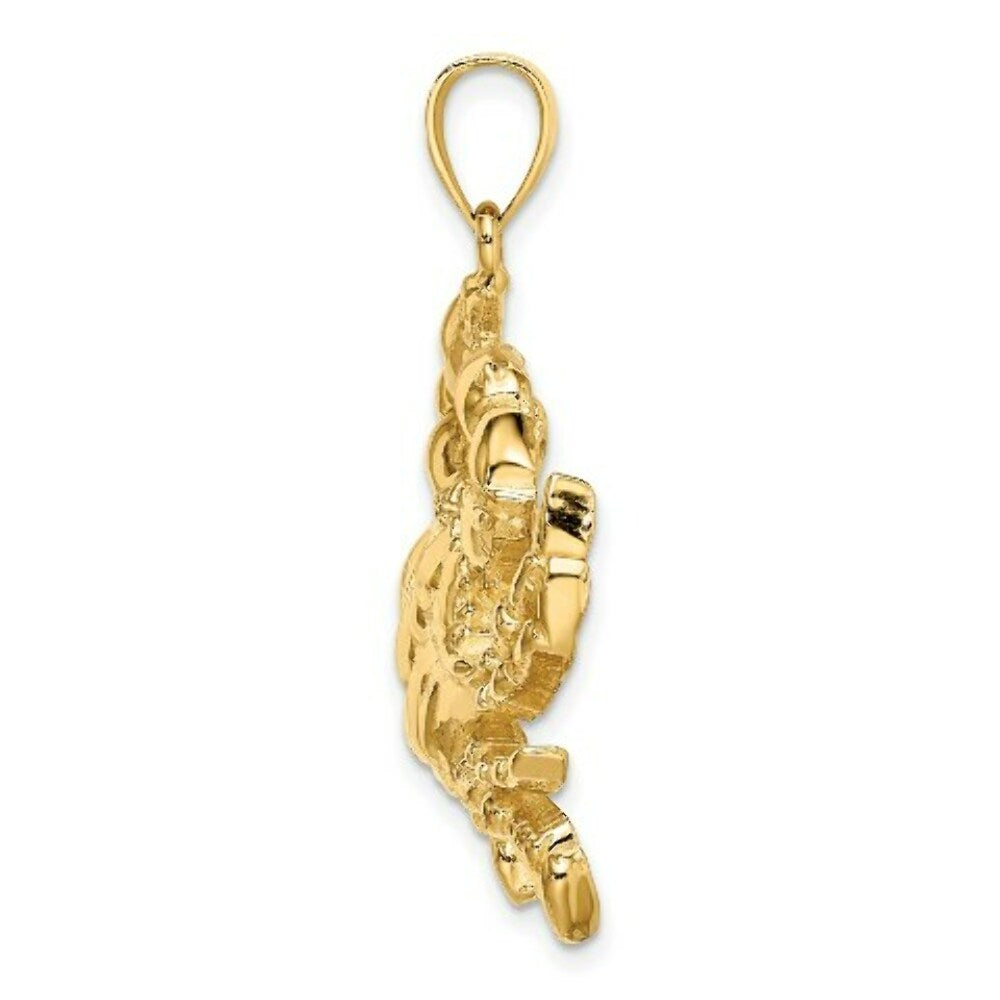 14K Yellow Gold 2-D Blue Crab Charm Pendant