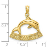Load image into Gallery viewer, 14K Yellow Gold 2-D HAWAII Under Dolphin Charm Pendant
