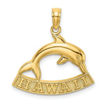 Load image into Gallery viewer, 14K Yellow Gold 2-D HAWAII Under Dolphin Charm Pendant
