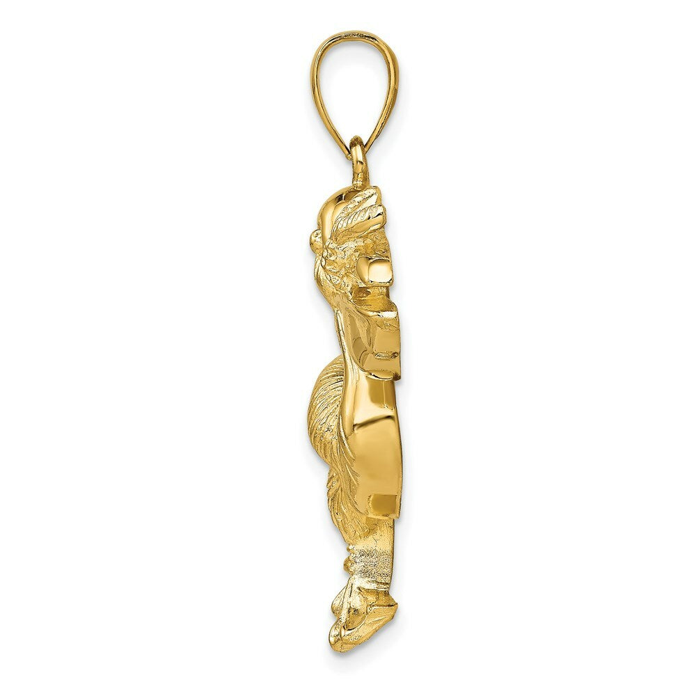 14K Yellow Gold 2-D Pelican With Fish In Mouth Charm Pendant