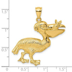 Load image into Gallery viewer, 14K Yellow Gold 2-D Pelican With Fish In Mouth Charm Pendant

