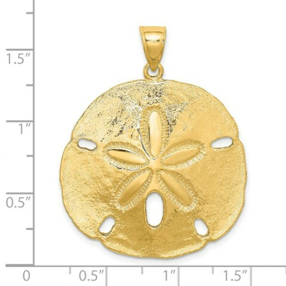 14K Yellow Gold Polished Sand Dollar Charm Pendant