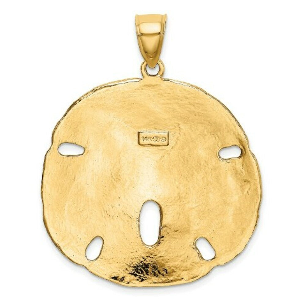 14K Yellow Gold Polished Sand Dollar Charm Pendant