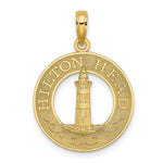 Load image into Gallery viewer, 14K Yellow Gold HILTON Head Round Frame With Lighthouse Charm Pendant
