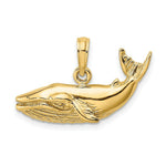 Load image into Gallery viewer, 14K Yellow Gold 2-D Humpback Whale Charm Pendant
