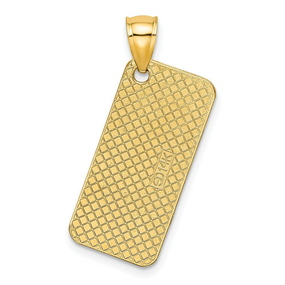 14K Yellow Gold Textured OCEAN CITY, NJ License Plate Charm Pendant