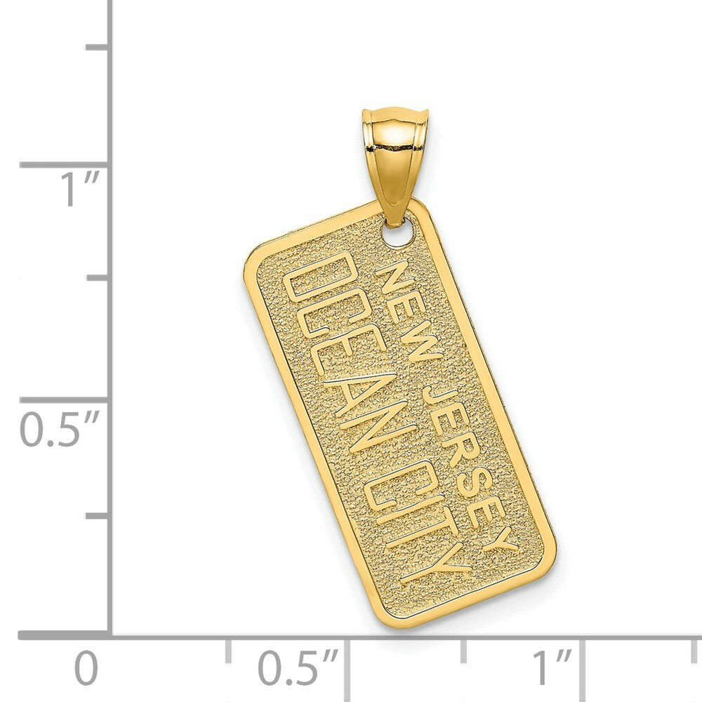 14K Yellow Gold Textured OCEAN CITY, NJ License Plate Charm Pendant