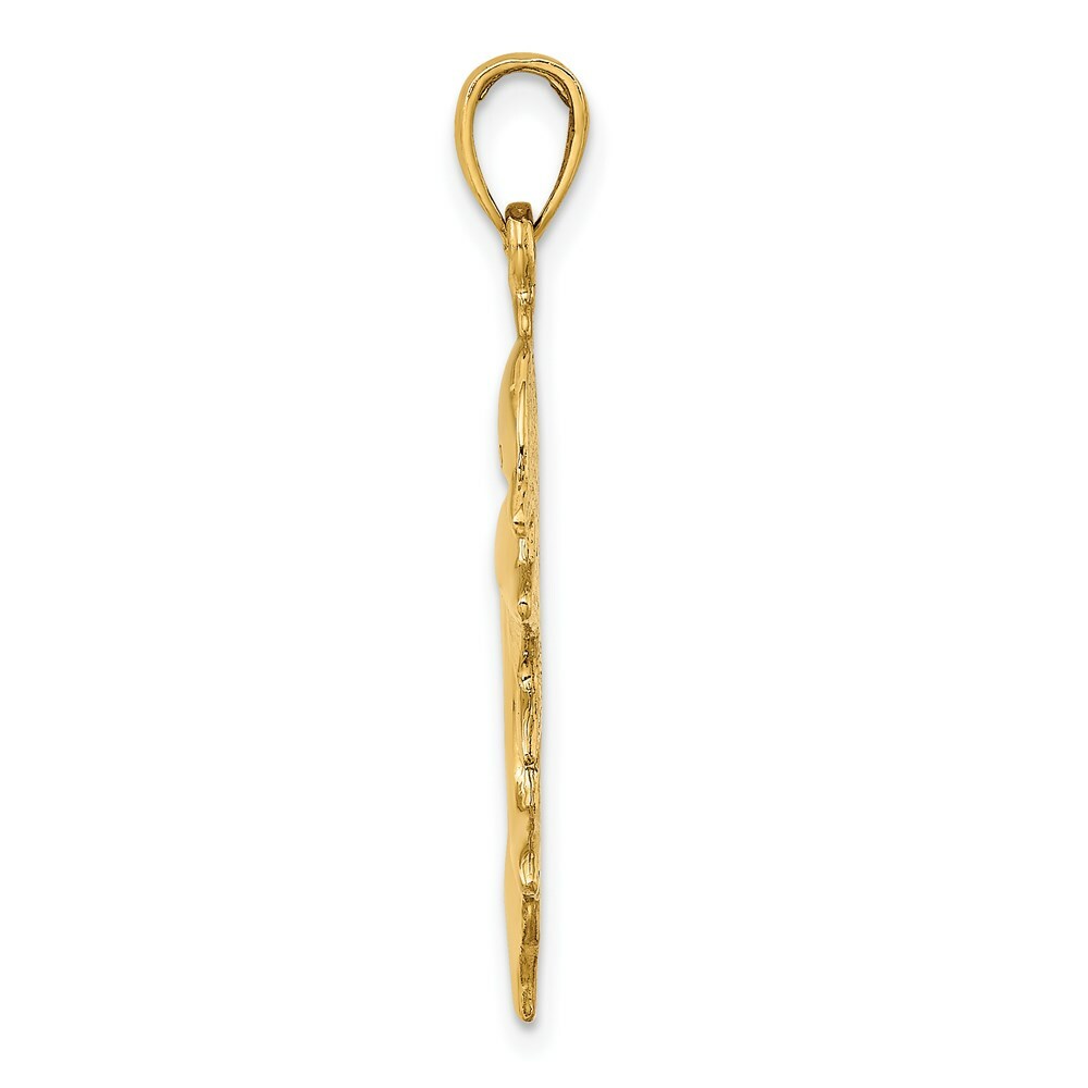 14K Yellow Gold 2-D Polished Double Dolphins Charm Pendant