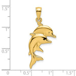Load image into Gallery viewer, 14K Yellow Gold 2-D Polished Double Dolphins Charm Pendant
