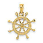 Load image into Gallery viewer, 14K Yellow Gold 2-D Ship Wheel Charm Pendant

