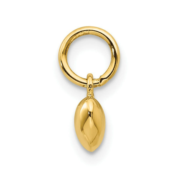 14K Yellow Gold Solid Polished Plain Puffed Heart Charm