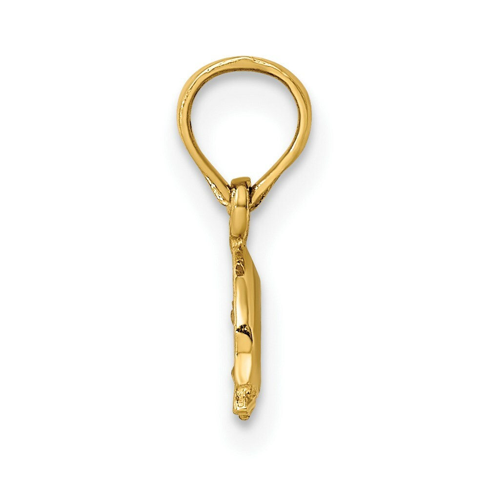 14K Yellow Gold 2-D Mini Double Dolphins Swimming Charm Pendant