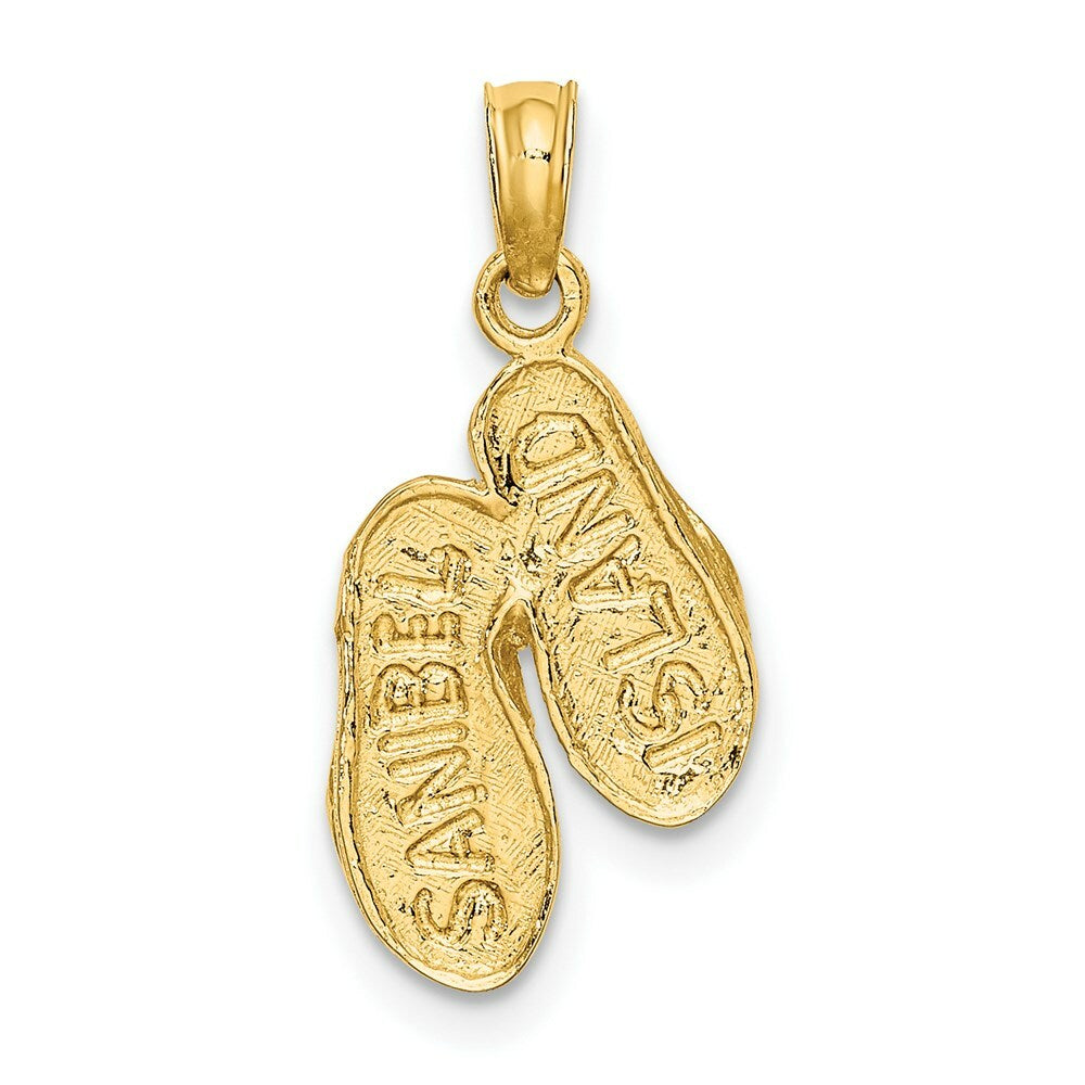 14K Yellow Gold Sanibel Island Double Flip-Flop Charm Pendant