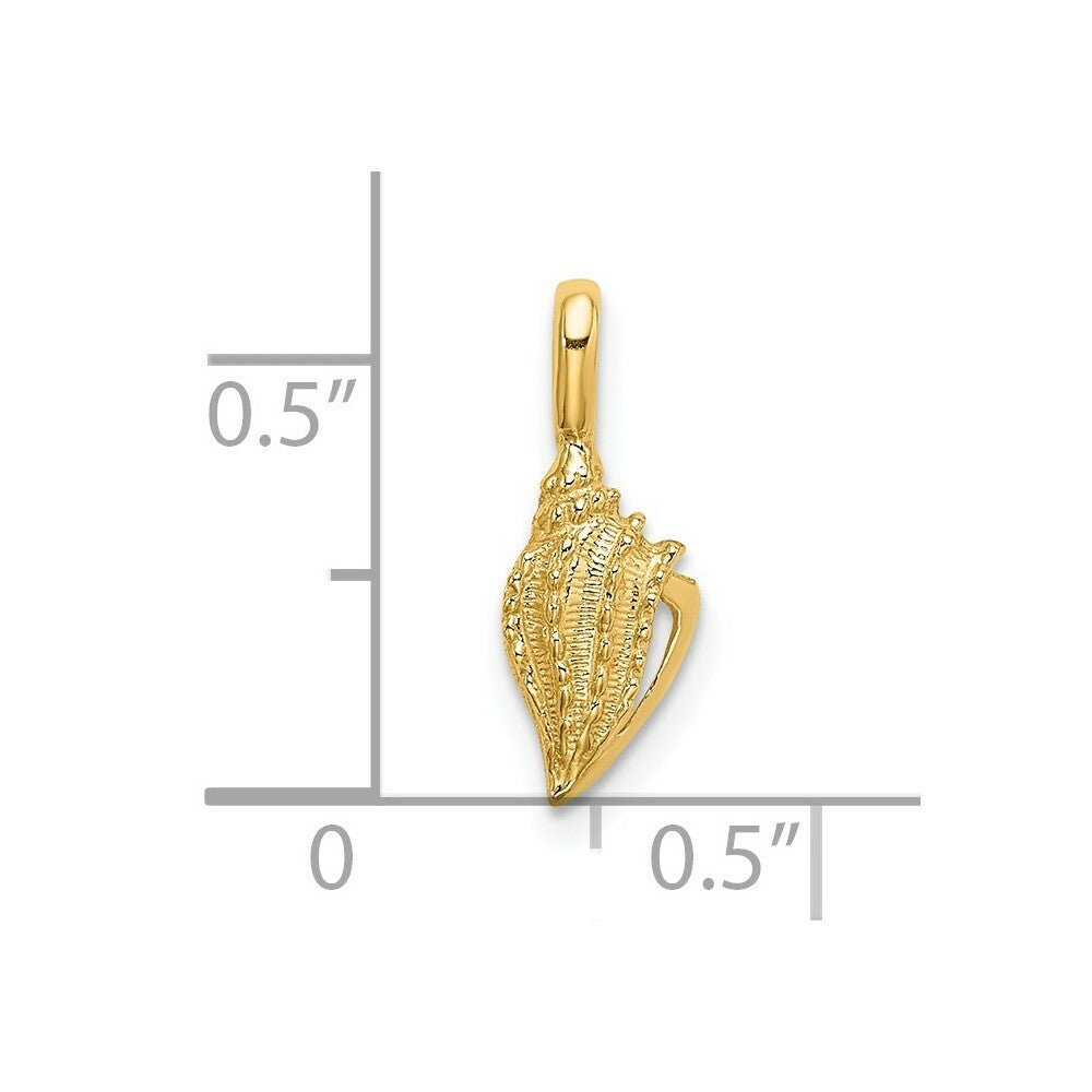 14K Yellow Gold Mini Conch Shell Charm Pendant