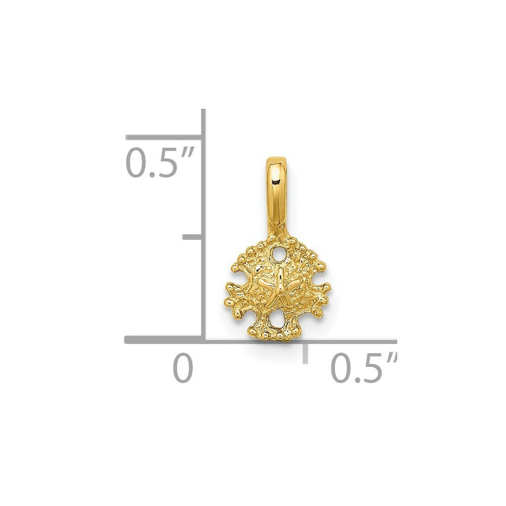14K Yellow Gold Mini Sand Dollar With Fixed Bail Charm Pendant