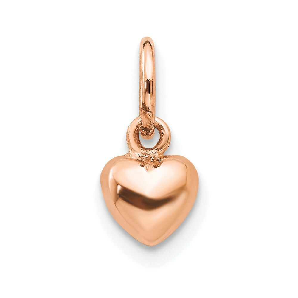 14K Rose Gold Solid Polished 3-Dimensional Small Heart Charm