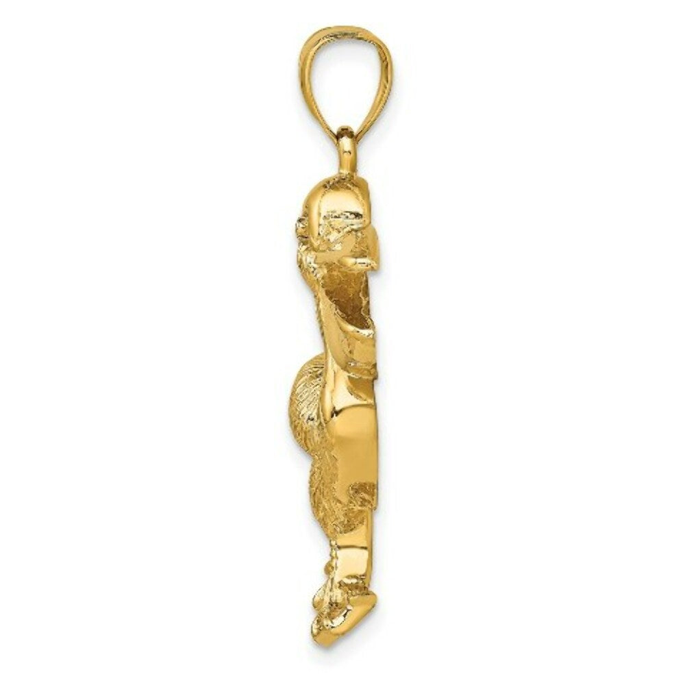 14K Yellow Gold 2-D Textured Pelican Charm Pendant