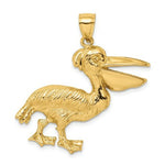Load image into Gallery viewer, 14K Yellow Gold 2-D Textured Pelican Charm Pendant
