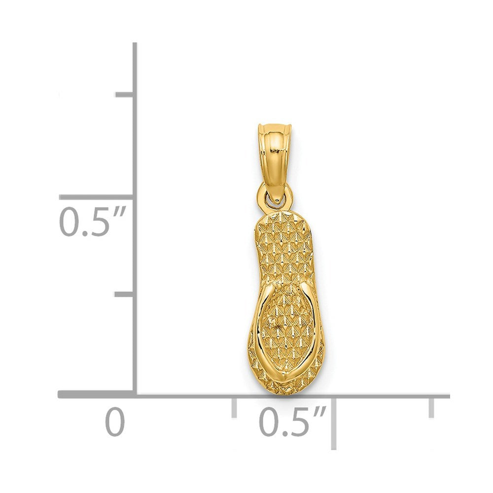 14K Yellow Gold LBI SINGLE FLIP-FLOP Charm Pendant