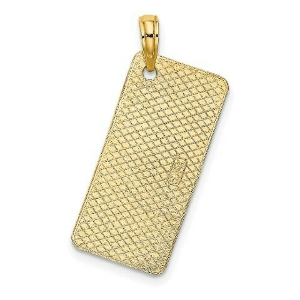 14K Yellow Gold Textured New Jersey NJ-LBI License Plate Charm Pendant