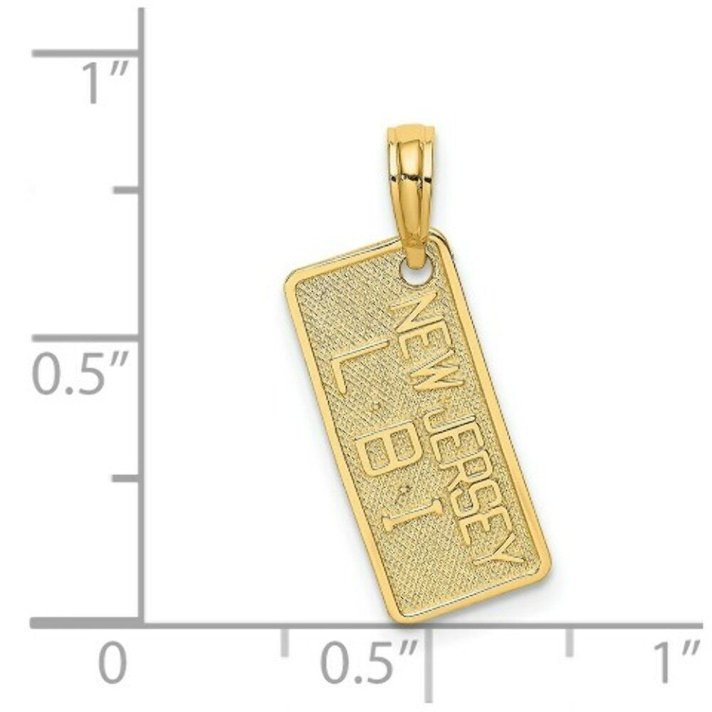 14K Yellow Gold Textured NJ-LBI LICENSE PLATE Charm Pendant