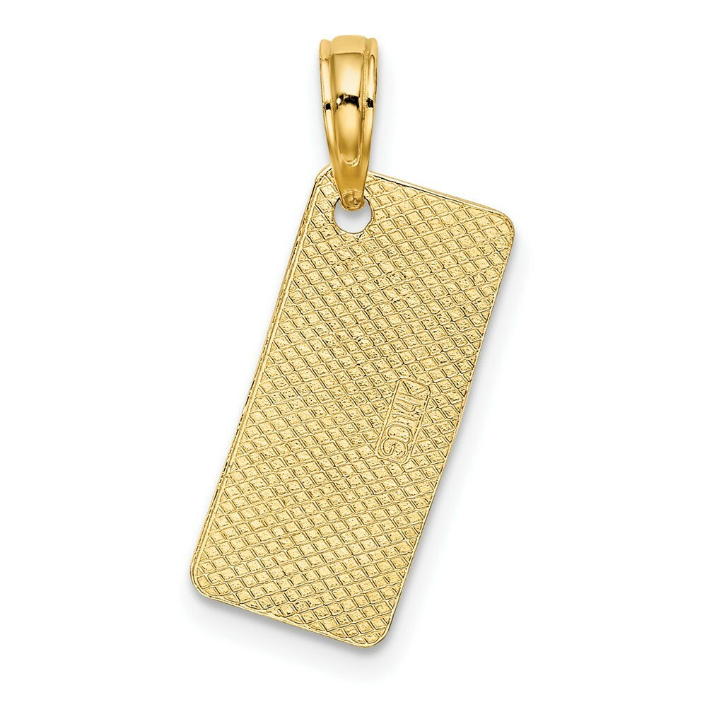 14K Yellow Gold Textured NJ-LBI LICENSE PLATE Charm Pendant