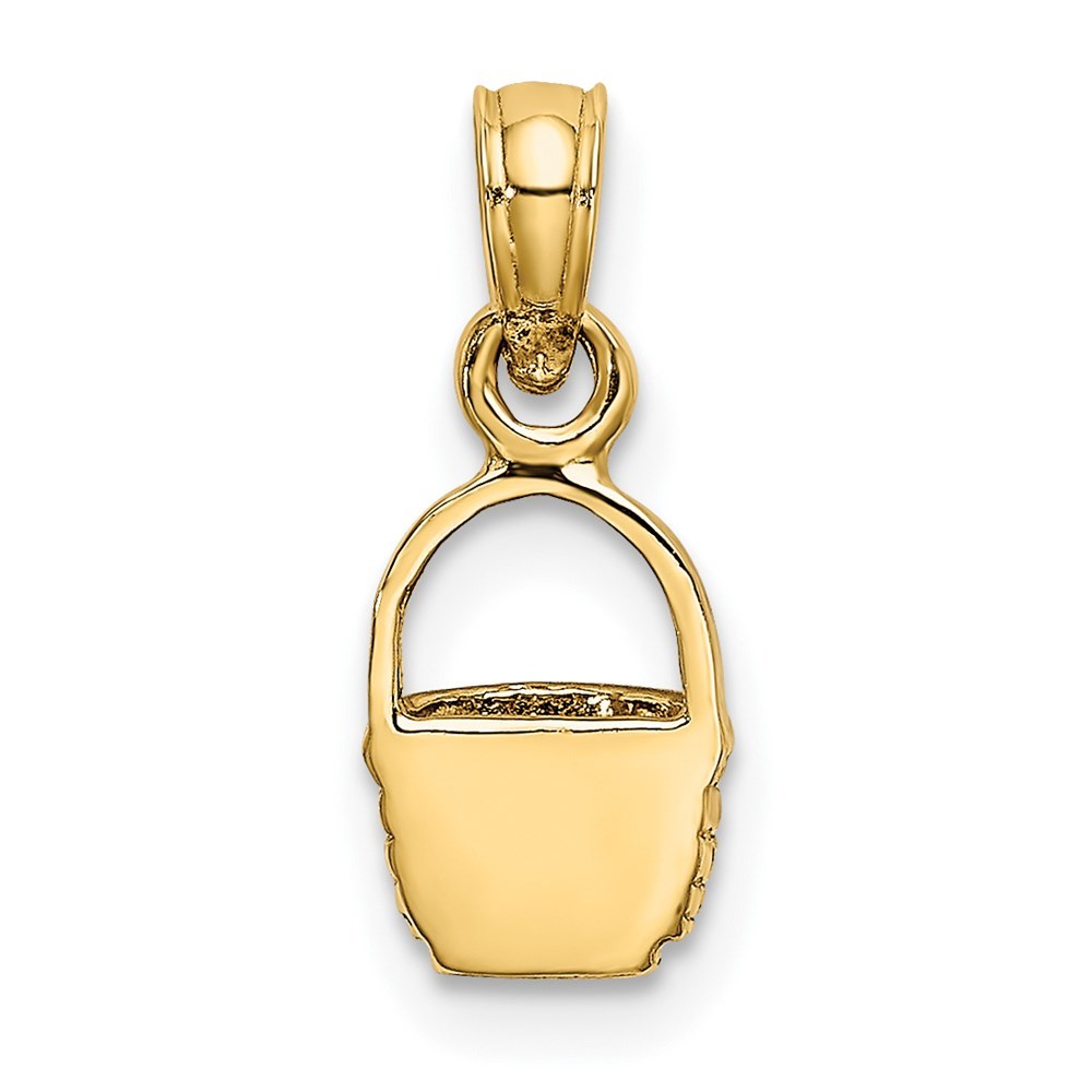 14K Yellow Gold 2-D Flat Back Mini Basket Charm Pendant