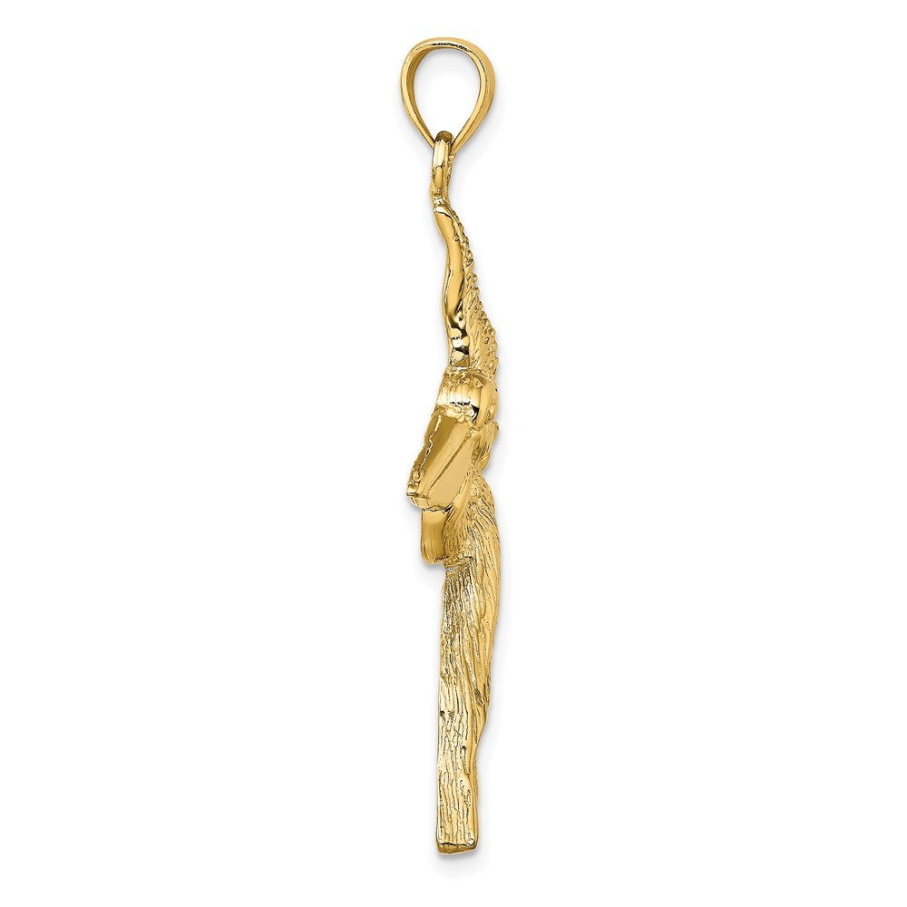 14K Yellow Gold 2-D Flying Pelican Charm Pendant