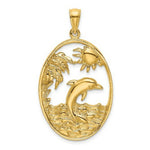 Load image into Gallery viewer, 14K Yellow Gold Dolphin Jumping in Ocean Scene Charm Pendant
