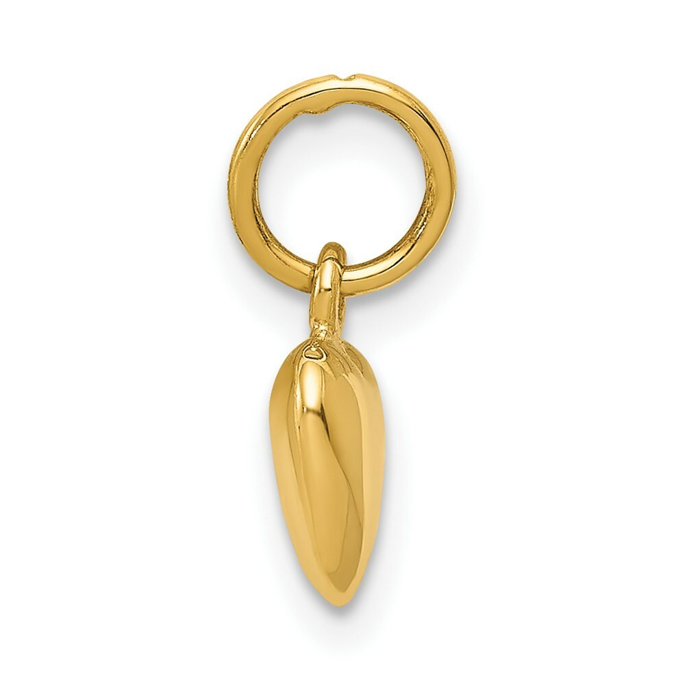 14K Yellow Gold Solid Polished 3-Dimensional Medium Heart Charm