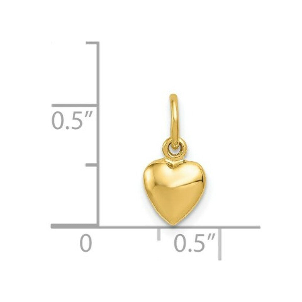 14K Yellow Gold Solid Polished 3-Dimensional Medium Heart Charm