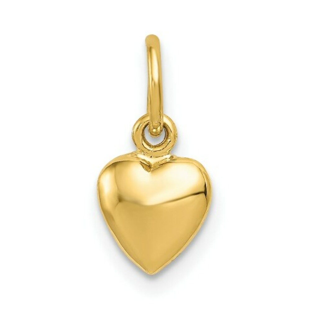 14K Yellow Gold Solid Polished 3-Dimensional Medium Heart Charm
