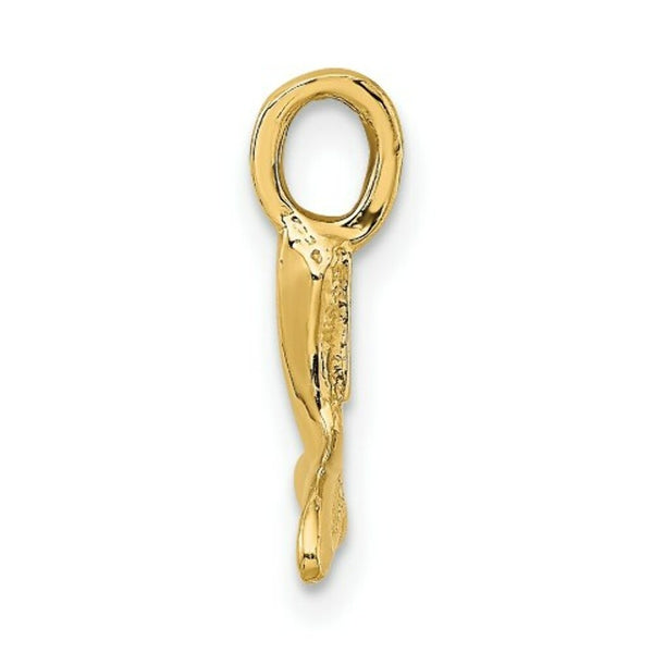 14K Yellow Gold Polished Mini WHALE TAIL Charm Pendant
