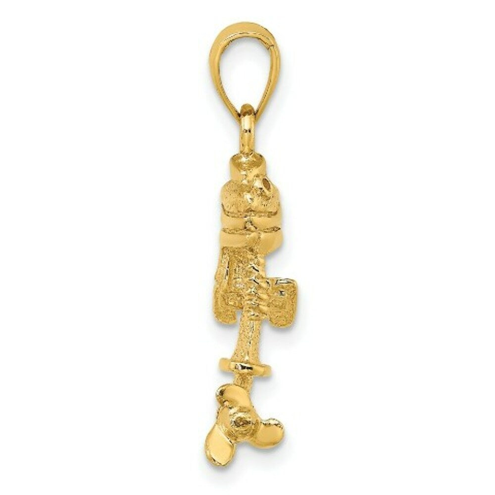14K Yellow Gold 3-D Moveabel BOAT ENGINE Charm Pendant