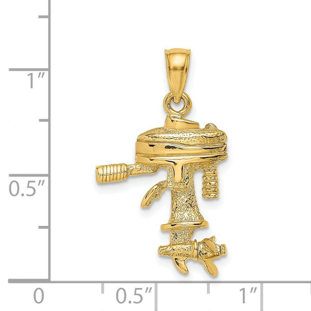 14K Yellow Gold 3-D Moveabel BOAT ENGINE Charm Pendant